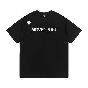 Black Short-Sleeved T-Shirt With Letter Print On The Chest Descente